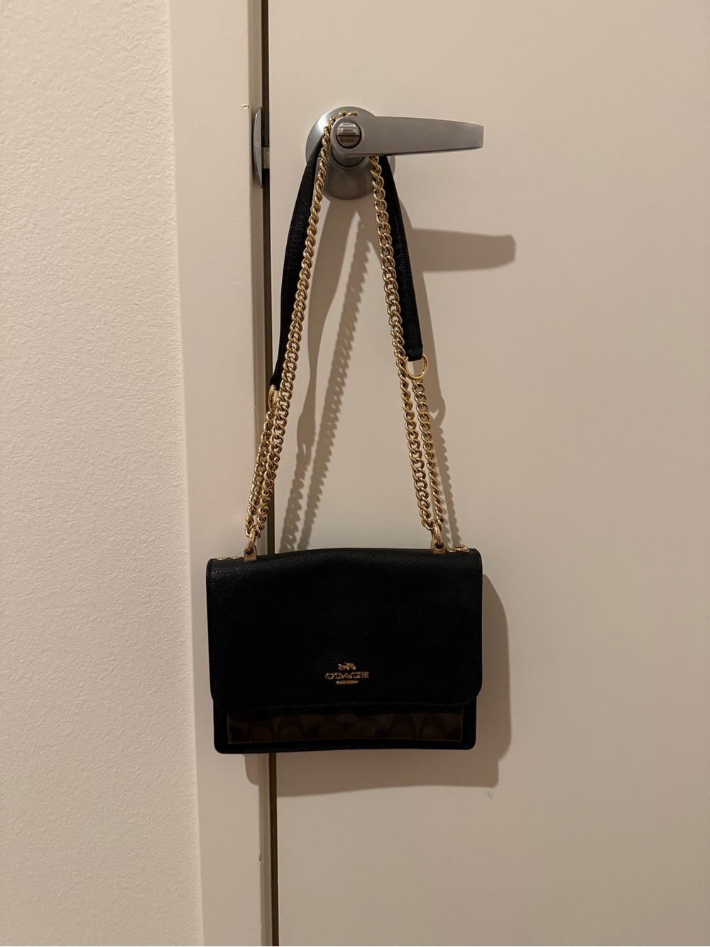 Coach Black & Brown Chain Crossbody Bag with wallet
